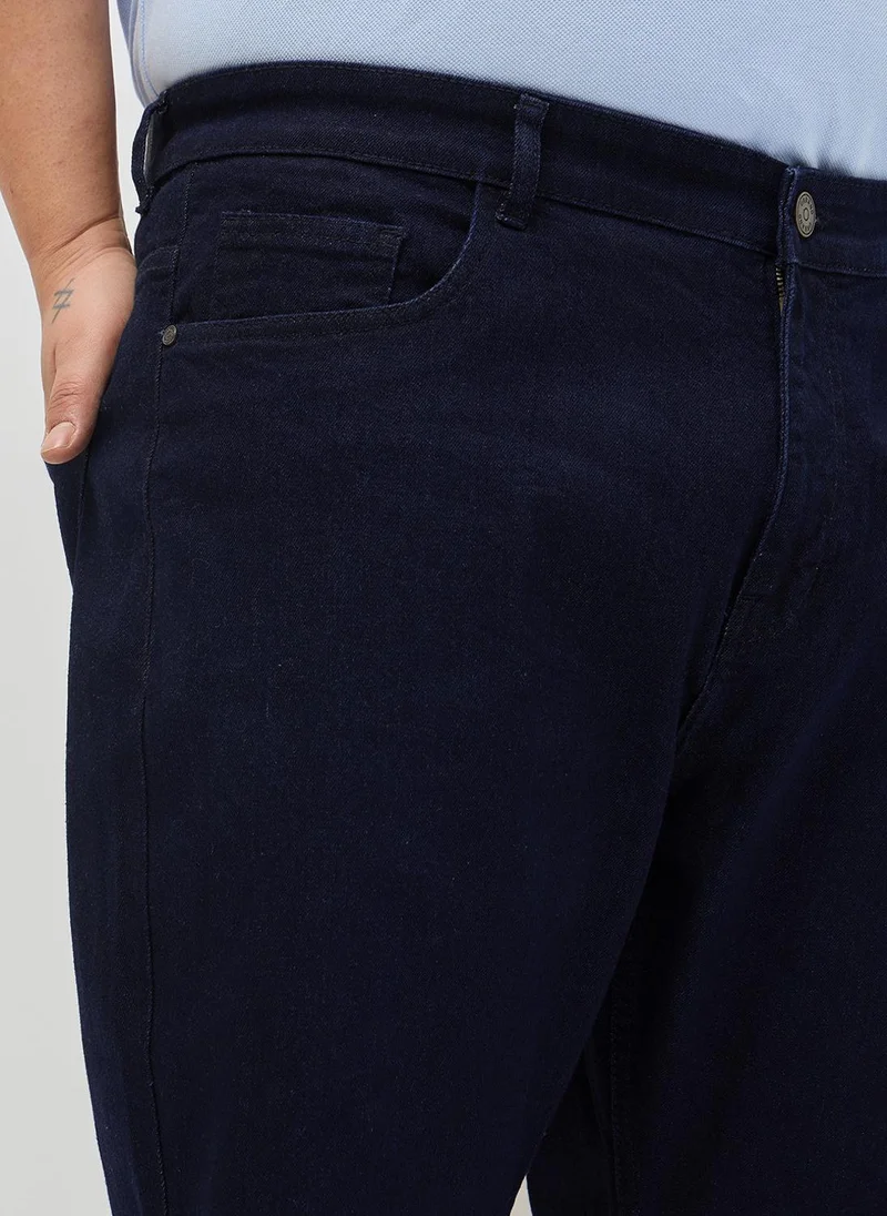 Urbano Fashion  Urbano Plus Men's Dark Blue Straight Fit Heavy Washed Denim Jeans Stretchable for Men | Best Price UAE